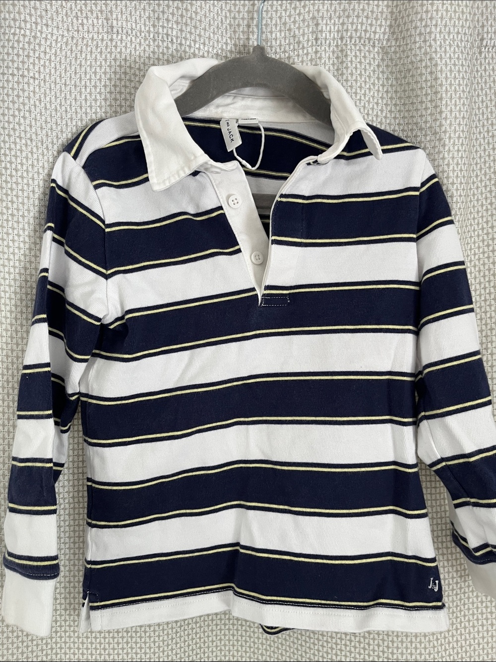 Janie and Jack Navy, White & Yellow Striped Rugby Polo